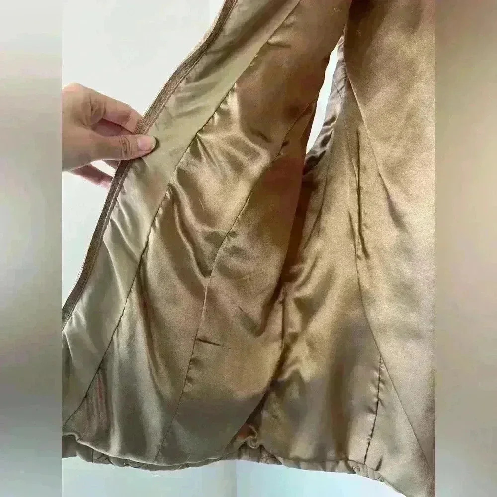 Dash Womens Tan Embroidered Floral Cottagecore Cabin Core Lined Vest  12 - Picture 3 of 13